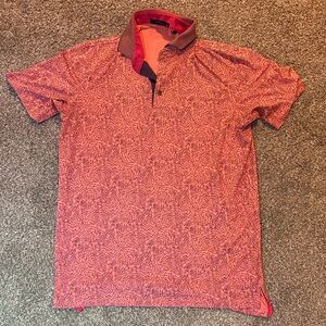 Greyson Red Patterned Polo Shirt (Sz. M)